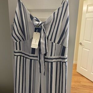 Japna Navy and White Smocked jumpsuit